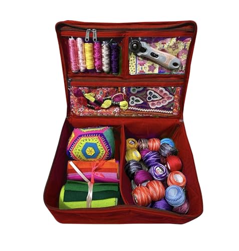 Image of All Purpose Storage Tote Bag - Quilting, Sewing,Knitting, Portable, Multifunctional - Red