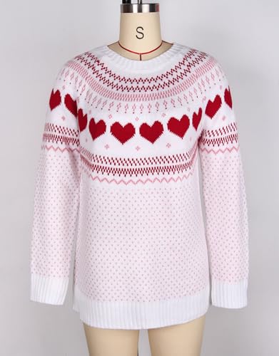 Image of Women's Long Sleeve Crewneck Casual Fall Winter Fair Isle Pullover Sweaters