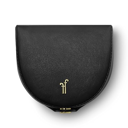 Forest & Firth Trevi Nappa Leather Coin Purse with Sorting Tray Classic Design for Men & Women with Gift Box (Raven Black)