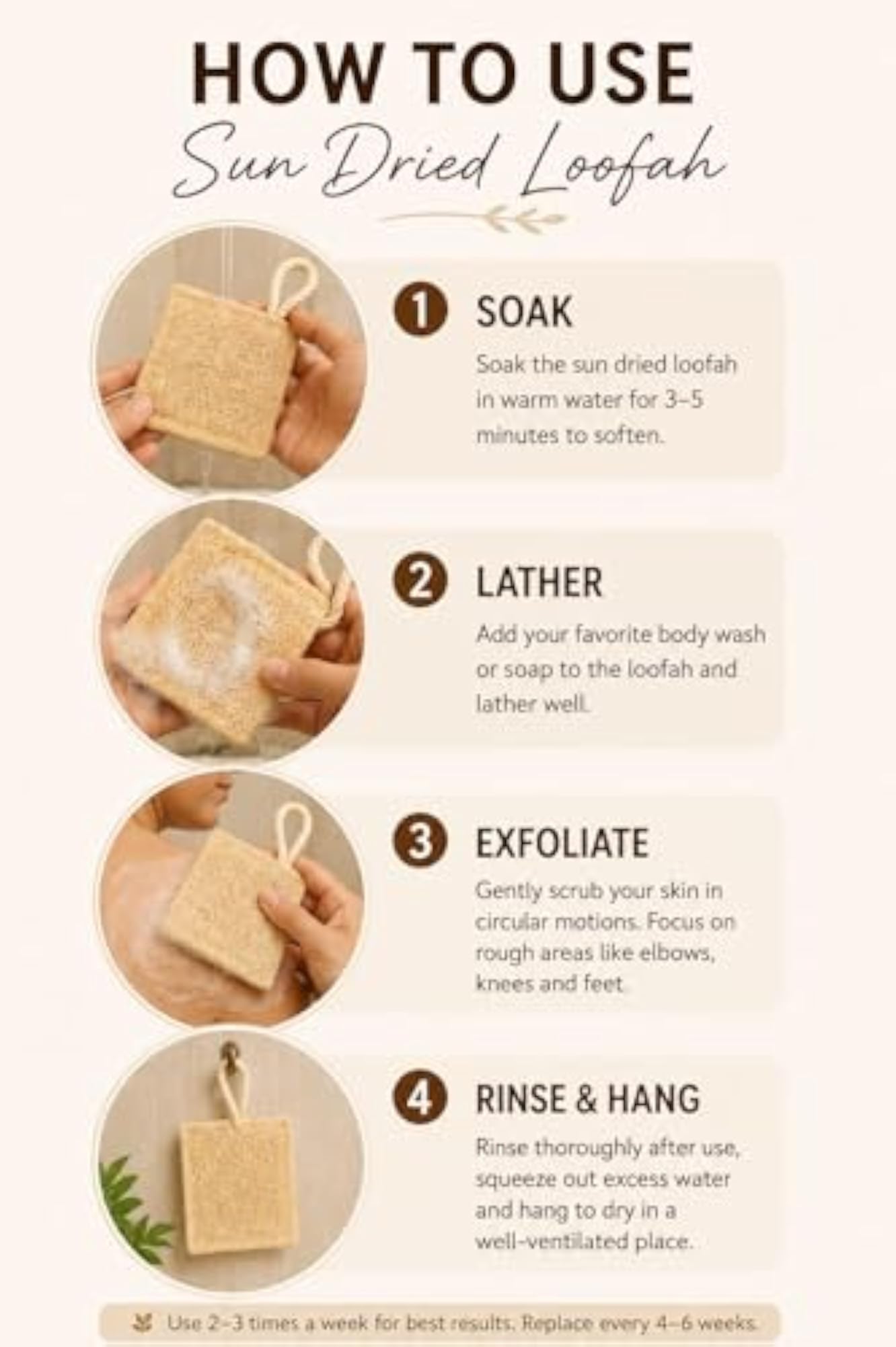 100% Natural Sun-Dried Loofah Bath Sponge