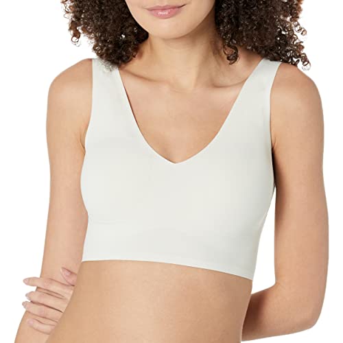 Calvin Klein Women's Invisibles Comfort Seamless Lightly Lined V Neck Bralette Bra, Silver Birch, Large #TOP9