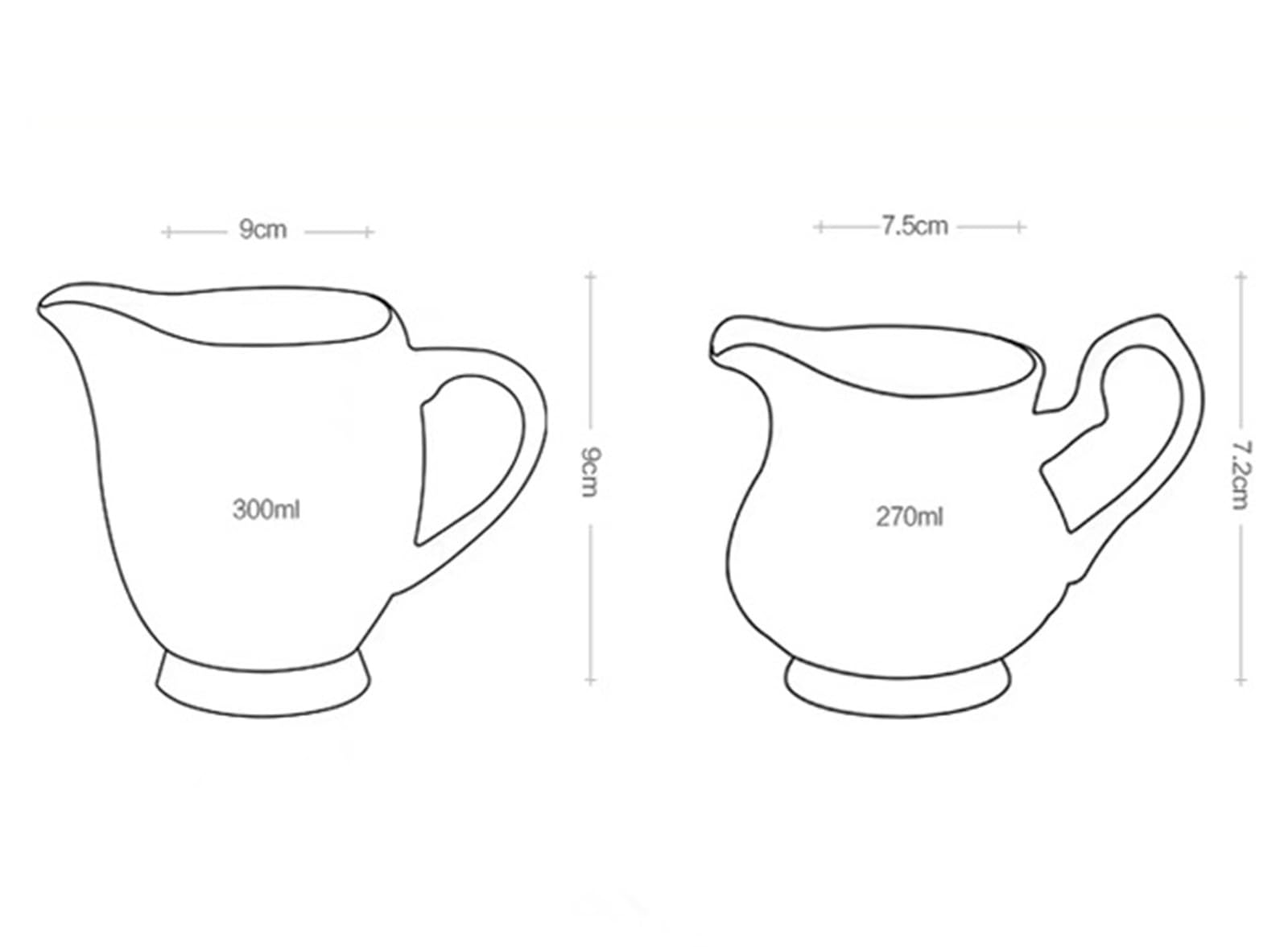 Tanque de leche de porcelana, accesorios de juego de té de la tarde, vasos, Latte Art, jarra, jarra de leche, 2 uds. Para café(Blue300ml)