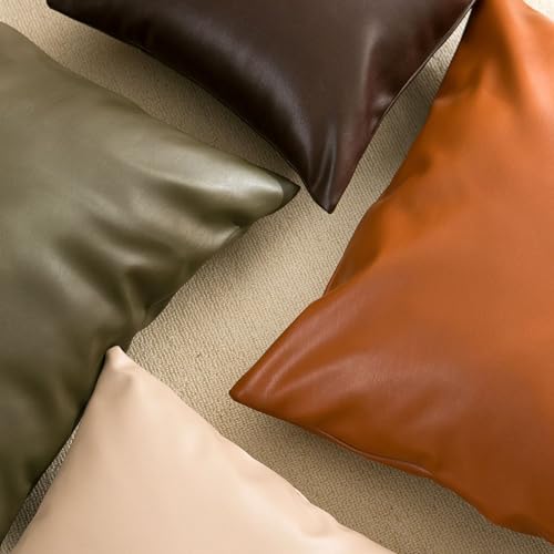 MUKA Kunstleder Kissenbezüge 2er Set Schwarze Kissenbezüge 45x45 cm Kissenhülle für Sofabetten Couch