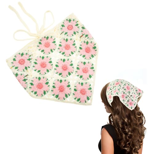 Handmade Crochet Triangle Bandana with Cute Animal Patterns Elegant Adorable Kerchief2