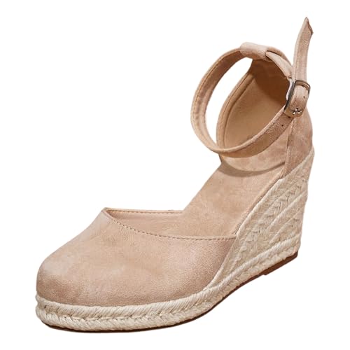Sandales espadrilles compensées avec talon fermé et sangle de cheville