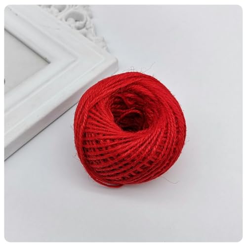 AMateschitz Bunte Jute-Schnur 2 mm Farbige Bastelschnur 50m Natürliche Juteschnur Weihnachten Deko Kord Deko Paketschnur Jute Dekokordel Hanfseil Natur für DIY-Handwerk Bastelarbeiten Rot