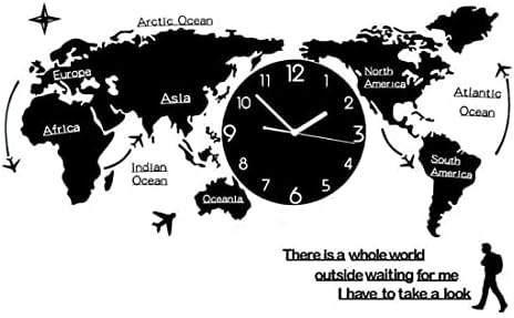 FLOERROYALE World Map Wall Clocks Modern Design 3D Digital Hanging Clock Ultra Quiet Acrylic Wall Watch,47x21inches 11