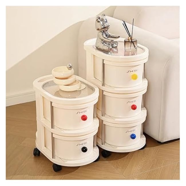 ´¢Îï³µ Aesthetic Utility Cart with Removable Baskets - Modern Kitchen Grocery Storage Trolley, Mobile Organizer with Wheels for Living Room, Bathroom, Muebles para Cocina(4 Cream)-a0iMYcPZ