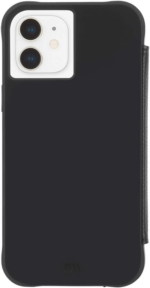 Case-Mate - TOUGH Leather Wallet Folio - iPhone Katie Case - Holds 4 Cards + Cash - Black w/Micropel