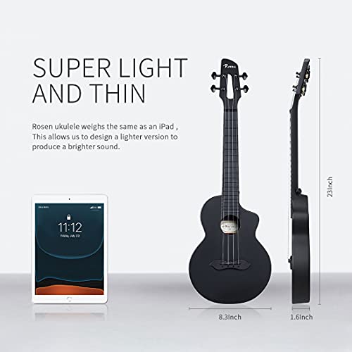 Rosen Concert Ukulele Nova 23 Inch Carbon Fiber Travel Ukelele For Adult Kids Beginners Kit Includes Book thumb #4