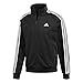 adidas Men's Essentials 3 Stripe Tricot Track Jacket, Black/White, Large