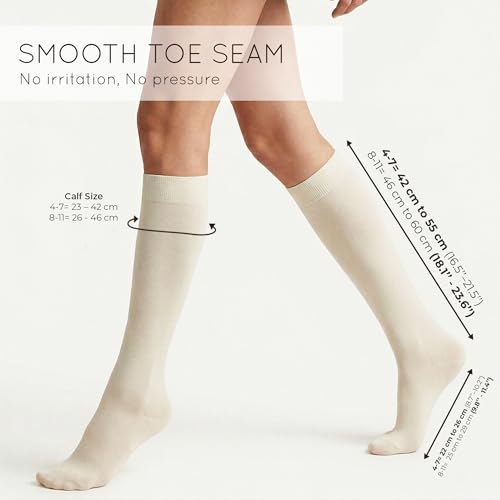 Image of Mysocks Knee High Socks for Women Men Combed Cotton Seamless Toe Tall Long High Socks