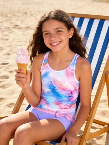 Image of Belovecol Girls Swimsuits 2Pcs Tankini Bathing Suit 4-16Y Bra Pads for 12Y+