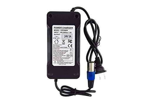 24V 5A Battery Charger, 24BC5000TF-1, Jazzy Charger Adapter for Lakematic 3-Pin Male XLR Connector for Jazzy 1107,1121, 1121 HD, 614, 614 HD