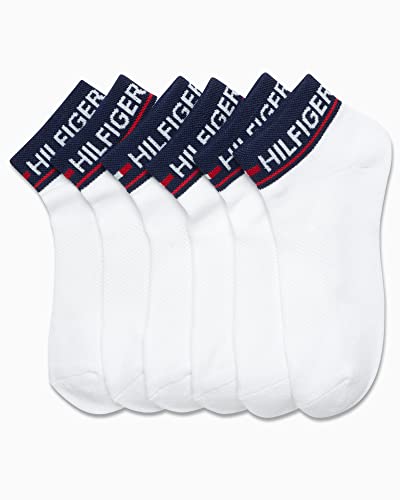 Image of Tommy Hilfiger Womens Quarter Socks - 6 Pack Cotton Blend Cushioned Athletic Ankle Socks for Women for Sports and Running