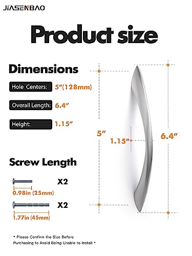 Image of Brushed Nickel Cabinet Pulls 5 Inch Arch Twisted Silver Handles Drawer Kitchen Cupboard Bathroom Dresser Cabinet Hardware Zinc Alloy 20 Pack