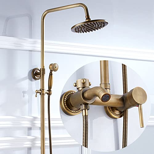 Colonne de douche en laiton massif chromé avec pommeau rétro chic 20 cm