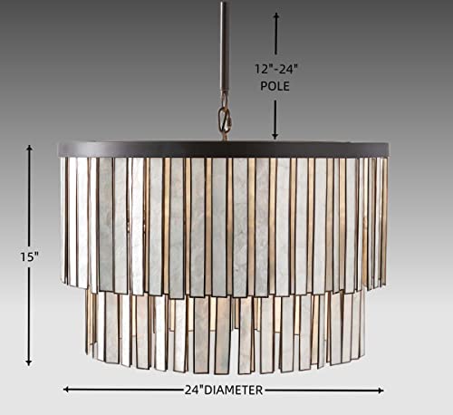Capiz Round Chandelier Industrial Style Chandelier Over Kitchen Island, Living Room, Bedroom Ceiling Light Fixture #TOP2