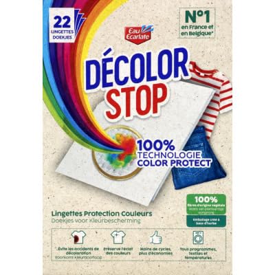 Decolor Stop, Lingettes protection couleurs Eco, evite les accidents de decoloration, preserve l'eclat des couleurs, tous programmes textiles et temperatures, x22...