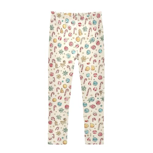 ZZKKO Girls Leggings Candy Cane Gingerbread Cookies Toddler Girls Clothes Leggings for Girls Toddler Girls Leggings 3-4T