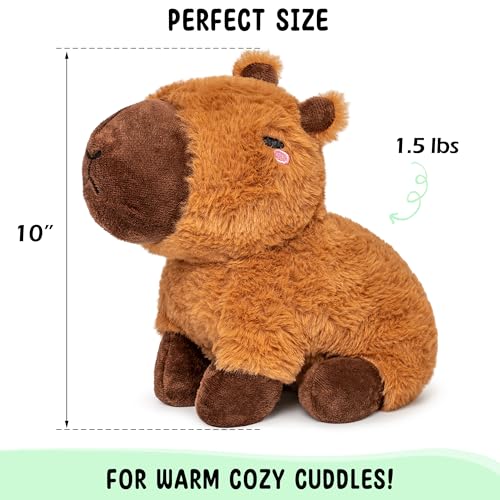 Image of Happy Fuel Capybara Microwavable & Weighted Stuffed Animals -1.5 Lbs Unscented Heating Pad for Period Cramps Pain Relief and Anxiety, Cute Capybara Plush Toys Gifts for Women Girls Adults and Kids