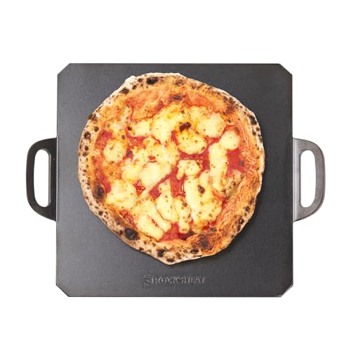 ROCKSHEAT 30 x 30cm Square Pizza Steel Premium Carbon Steel Baking Plate for Perfectly Crispy Pizzas and Breads Dual Handles Ideal for Home and Commercial Use