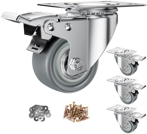 2" Swivel Plate Casters with Brake - Set of 4