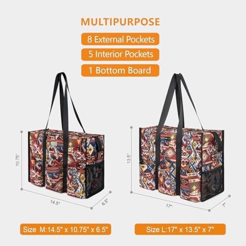 Image of TOPDesign Utility Water Resistant Tote Bag with 13 Pockets, Top Zipper Closure & Thick Bottom Support, for Working Women