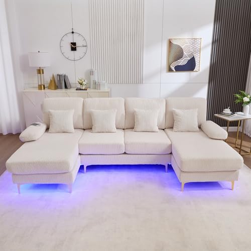 Lubvtti Sofá Moderno en U con iluminación