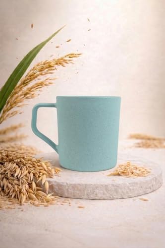Image of Coffee Mug Set Made with Rice Husk & Bio Composite Material | 200ml Capacity | Pastel Green | Set of 6 | Microwave & Dishwasher Safe | Travel Mug