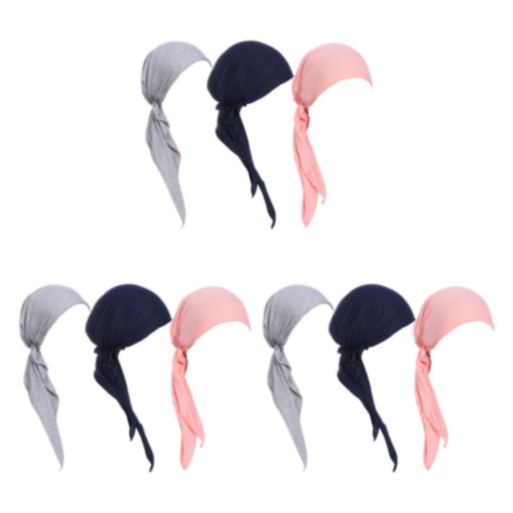 3 Set di Cappello bandana alla moda in 3 pezzi per individui alla moda Cappellini bandana a coda lunga in cotone caldi ed eleganti