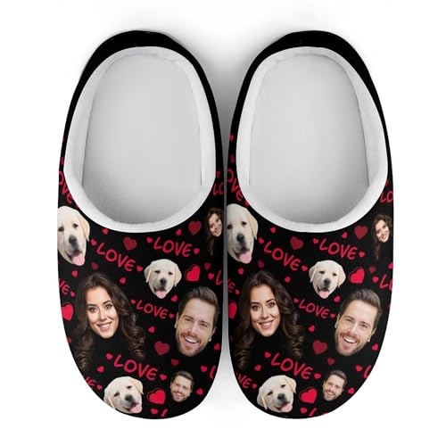 Personalized Dog Face Slippers Custom Pet Photo Family Slippers for Women Men Funny Pet Face House Slippers
