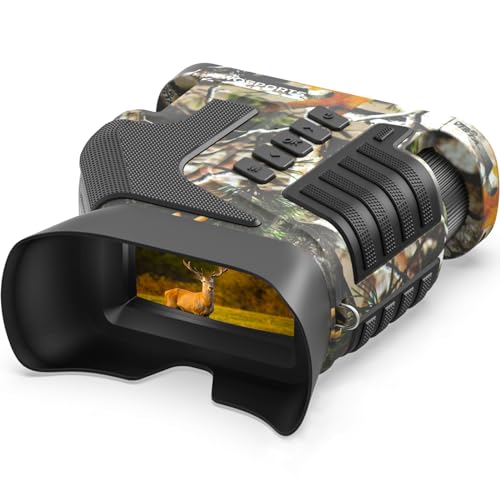 WOSPORTS 4K Night Vision Goggles– 64GB TF Card, 10X Optical & 8X Digital Zoom, 1315FT Infrared Range, IPX Waterproof, Ideal for Camping Camo No Hemet