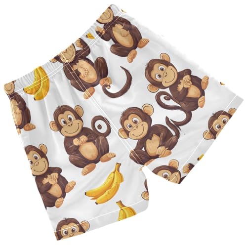 Pigsaly Boys' Swim Board Shorts Yellow Bananas Brown Monkeys Boy's Swim Trunks Kids Swimwear 5T2