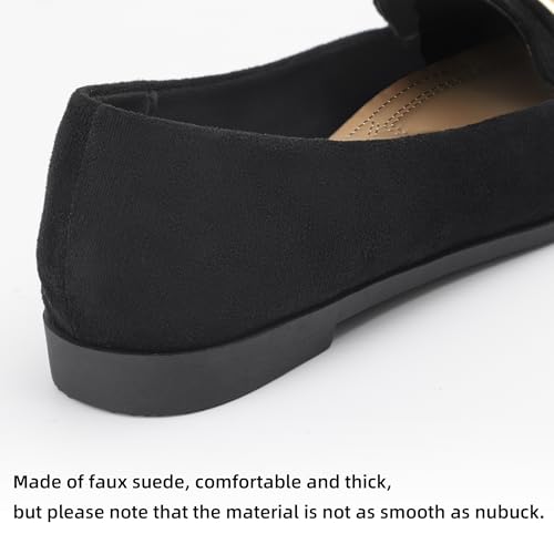 Image of Pointy Toe Penny Loafers for Women Dress Office Work Flats Shoes | Comfortable Women's Faux Suede Leather Slip On Flat Loafers for Driving Business Casual Cute Ballet Shoes