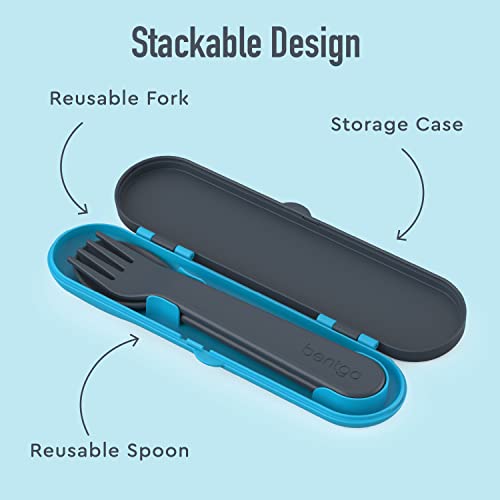 Bentgo® Kids Utensil Set - Reusable Plastic Fork, Spoon & Storage Case Made From Bpa-Free Materials, Dishwasher Safe - Ideal For School Lunch, Travel, Outdoor Use (Dino) #TOP3