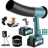Hamos Powerful Car Dryer Air Blower, 670CFM Airflow, 4-Speed, 4Lb Max Thrust, 4.0Ah Battery and Charger, 2 Extended Tube & LED, Super Electric Leaf Blower for Car/Lawn/Garage/Patio/Yard/Snow Removal