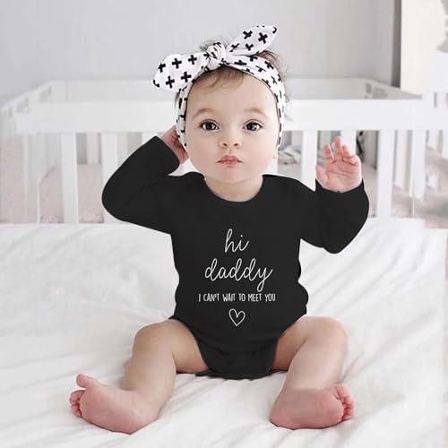 Image of Hi Daddy Bodysuit for Baby Hello Daddy Pregnancy Announcement for Husband I Love Daddys Baby Romper