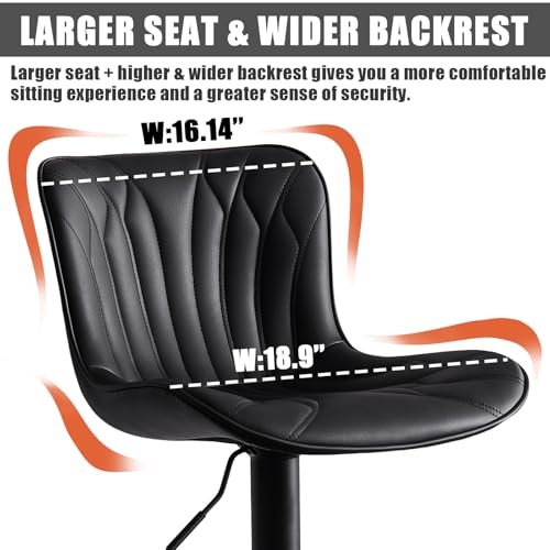 Image of Single Bar Stools Modern Kitchen Counter Bar Chairs Swivel Barstools Black