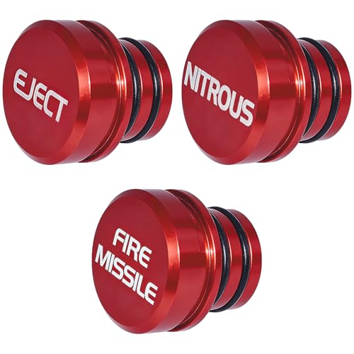 Cigarette Lighter Plug Cover Billet Aluminum Cigarette Lighter Plug, Fits All Vehicles with Standard 12 Volt Power Source Aluminum Dustproof Plug Billet Button Plugs (Red-3PC)