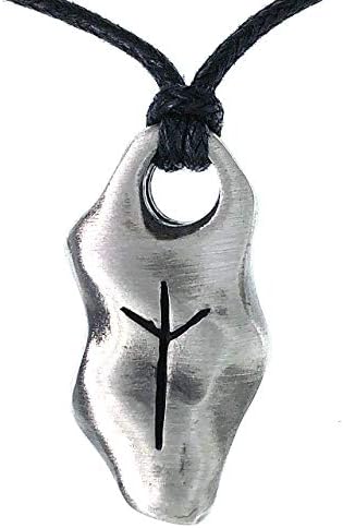 OhDeal4U Nordic Norse Viking Jewelry Algiz Z-X Protection Amulet Health Happiness Element Air Elder Futhark Rune Symbol Runic Silver Pewter Men's Boy's Pendant Necklace for men W adjustable Cord