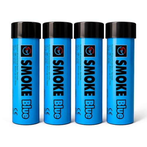 4-Pack Smoke Flares 90 Second Handheld Wire Pull Smoke Flares by Encrypted | Football Celebrations Photography Gender Reveals & Outdoor Events (Blue)