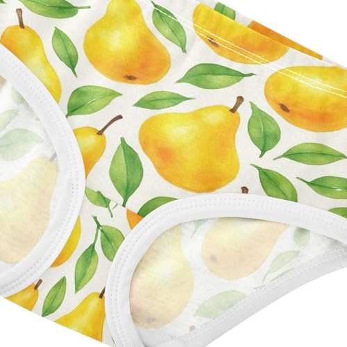 Joisal Cotton Toddlers Underwear Floral Yellow Pears Green Leaves Cute Panties Girl Personalized Underpants Briefs 2t4