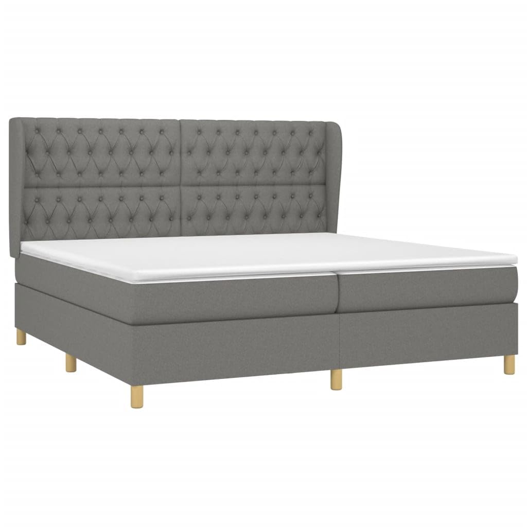 Cama con somier con colchón, 200 x 200 cm, tela textil, colchón para dormitorio, hotel, habitación de invitados