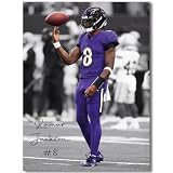 WHZKCYH American Football Lamar Jackson Signed Poster For Kids Boys Gitfs-Canvas Prints Posters Picture For Teen Fans Room Bedroom Wall Decor