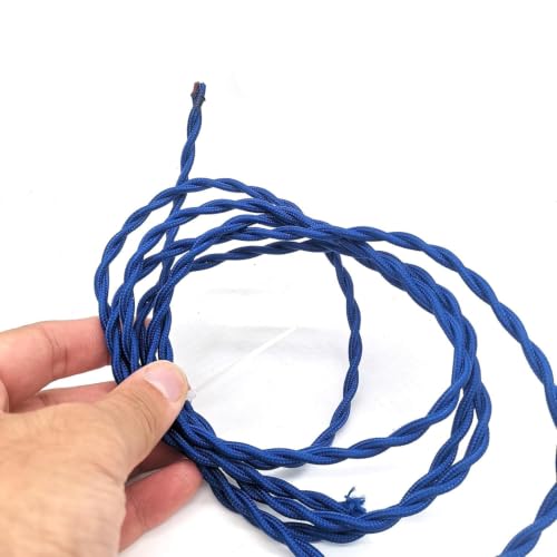 Cable eléctrico trenzado de 2x0,75 mm en color azul de 30m para lámpara retro
