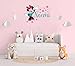 Adesivi murali per bambini - Nome Bambino/a + Personaggio Cartone Animato - Decorazione parete, adesivi per muro, stickers, personalizzato (Minnie_01)