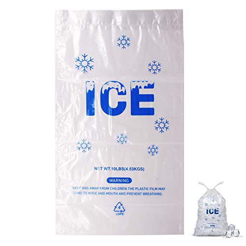 Image of 200 PACK 10 lb. Drawstring Ice Bags 12 x 21 Inch Heavy-Duty