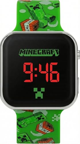 Reloj de Pulsera Digital LED niño y niña, para Minecraft Fan, Función Fecha, Formato 12/24 Horas, Gadget Oficial, Regalo, Correa Ajustable