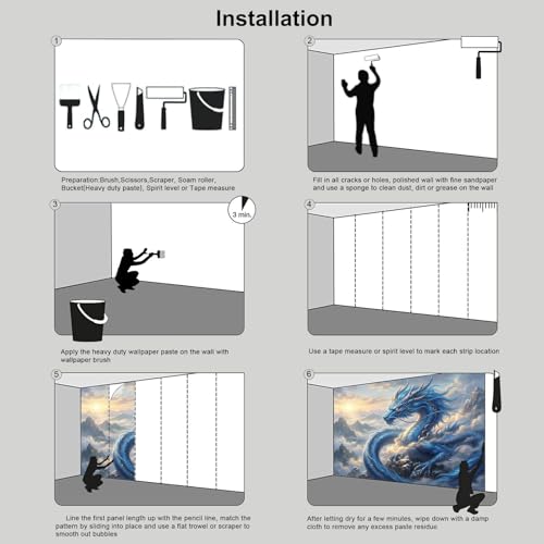 Papel pintado de animales fascinantes para decorar el cuarto con un gran póster azul de seda 7